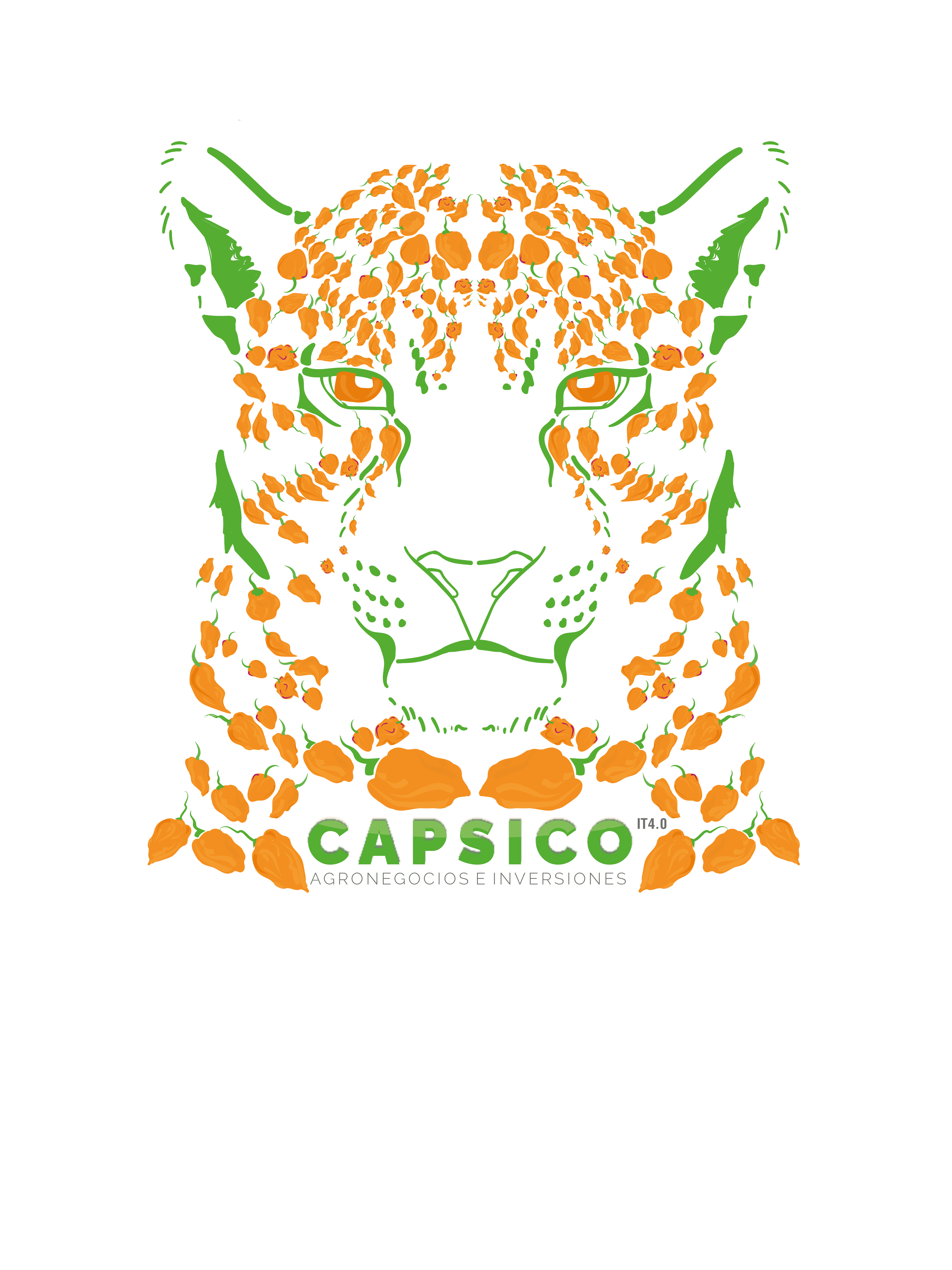 Logotipo de Capsico: un jaguar formado por chiles habaneros